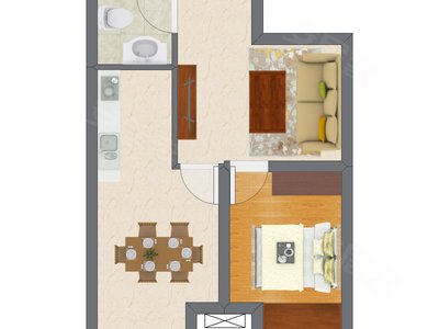 1室2厅 47.54平米