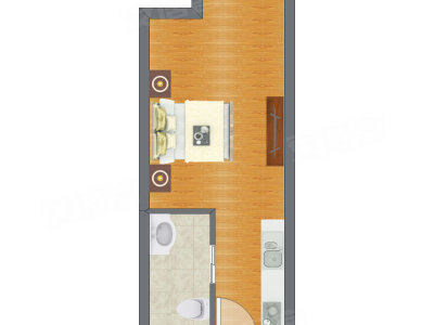 1室0厅 32.49平米户型图