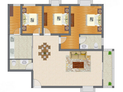 3室2厅 130.57平米户型图
