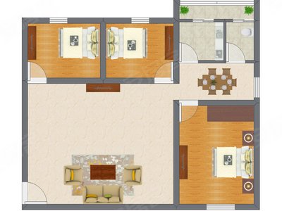 3室2厅 90.00平米