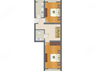 2室1厅 53.57平米