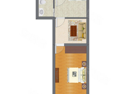 1室1厅 39.60平米户型图