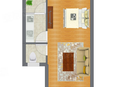 1室0厅 35.47平米户型图