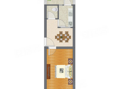 1室1厅 27.49平米户型图