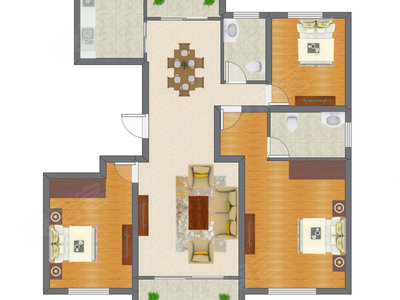 3室2厅 121.54平米户型图