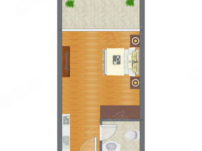 1室0厅 47.38平米户型图