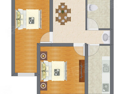 1室1厅 58.00平米