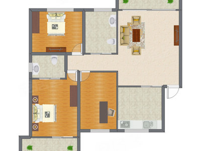 2室1厅 110.03平米户型图