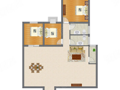 3室1厅 123.00平米户型图