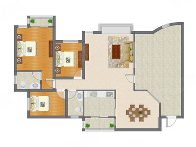 3室2厅 125.00平米户型图