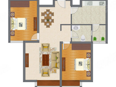2室2厅 192.40平米户型图