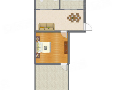1室1厅 38.50平米