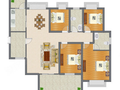 4室2厅 76.00平米