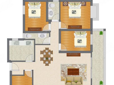 3室2厅 105.00平米