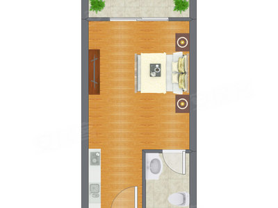 1室0厅 41.86平米户型图
