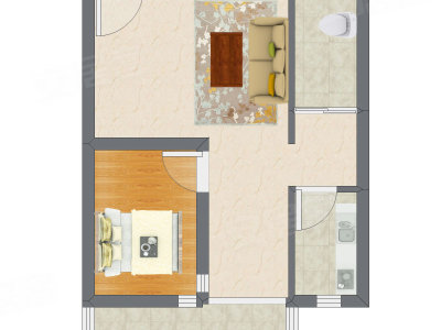 1室1厅 64.77平米户型图