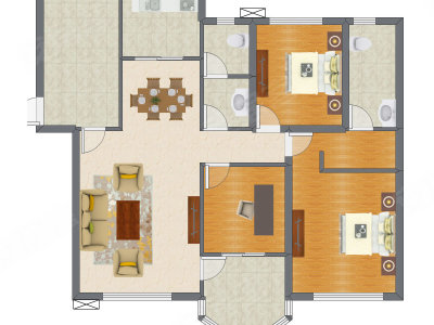 3室2厅 140.61平米