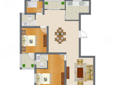 3室2厅 132.54平米