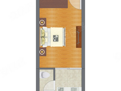 1室0厅 30.90平米户型图