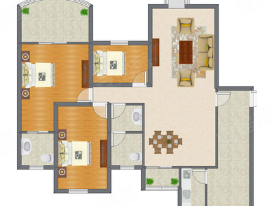 3室2厅 93.80平米