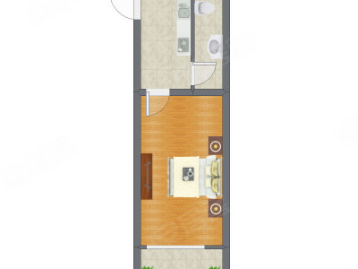1室0厅 39.86平米户型图