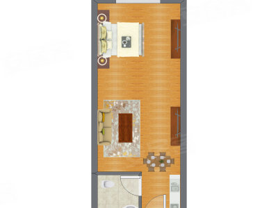 1室1厅 28.35平米户型图