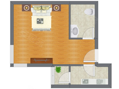 1室0厅 46.50平米户型图