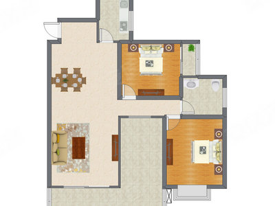 2室2厅 115.71平米户型图