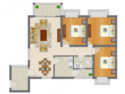 3室2厅 97.53平米