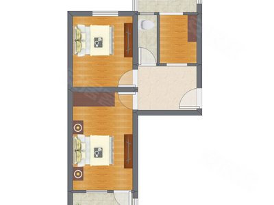 2室1厅 60.78平米户型图