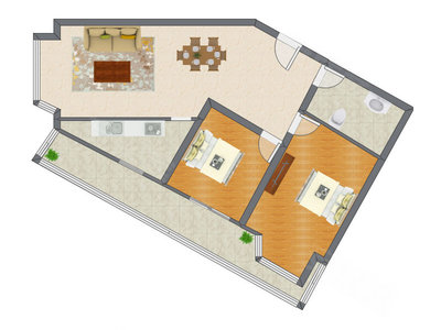 2室2厅 83.35平米户型图