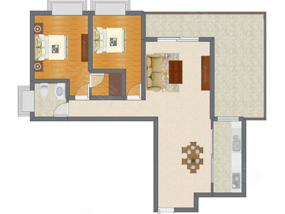 2室2厅 99.57平米户型图