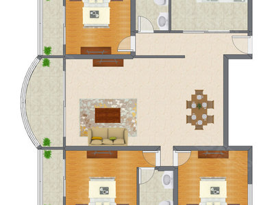 3室2厅 152.14平米户型图