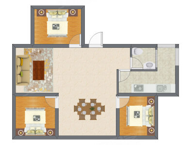 3室2厅 79.34平米户型图