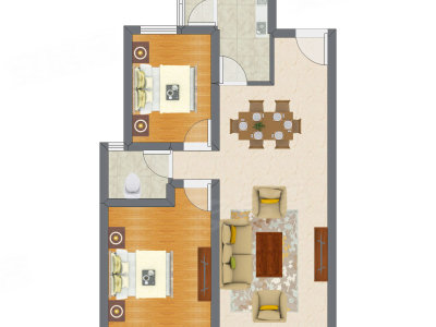2室2厅 80.98平米户型图