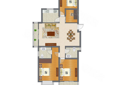 4室2厅 90.98平米