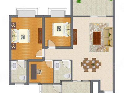 3室2厅 97.84平米