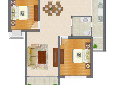 2室2厅 94.88平米户型图