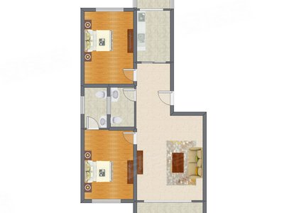 2室1厅 113.71平米