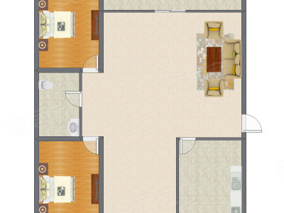 2室1厅 82.43平米