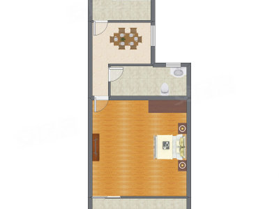 1室1厅 48.40平米
