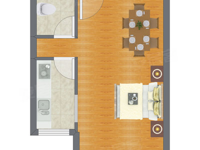 1室0厅 48.69平米户型图