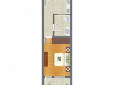 1室0厅 44.73平米户型图