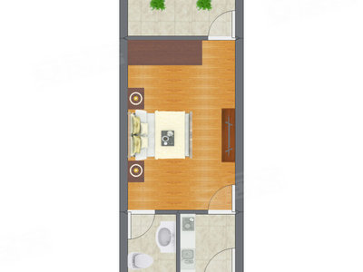 1室1厅 32.26平米户型图