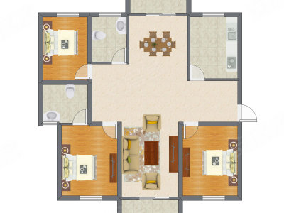 3室2厅 99.62平米户型图