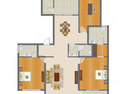 3室2厅 150.99平米户型图