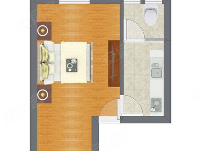 1室0厅 30.22平米户型图