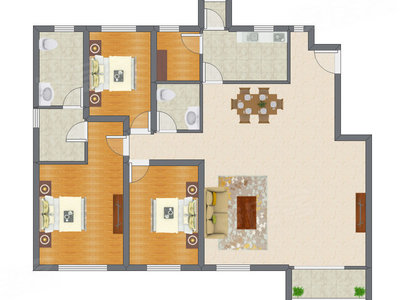 3室2厅 156.25平米