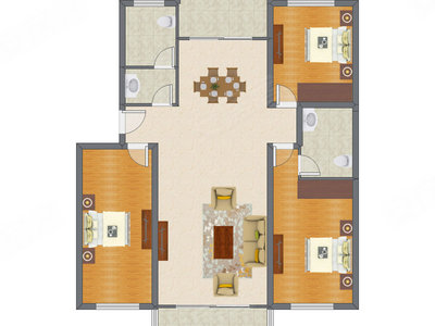 3室2厅 158.59平米