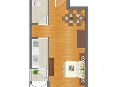 1室1厅 31.98平米户型图